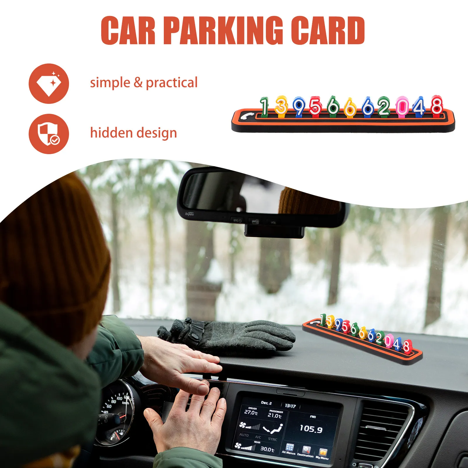 1Set Car Temporary Parking Plate Minimalist Number Card Easy Use Temporary Parking Car Dashboard