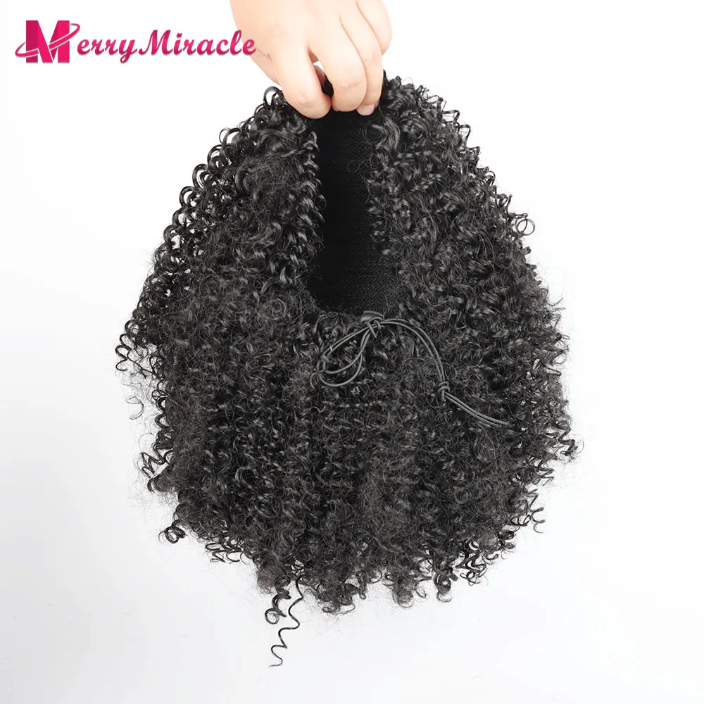 Synthetic Long Afro Kinky Curly Ponytail Synthetic Drawstring Ponytail Clip-In Hair Extension For Women Natural Looking