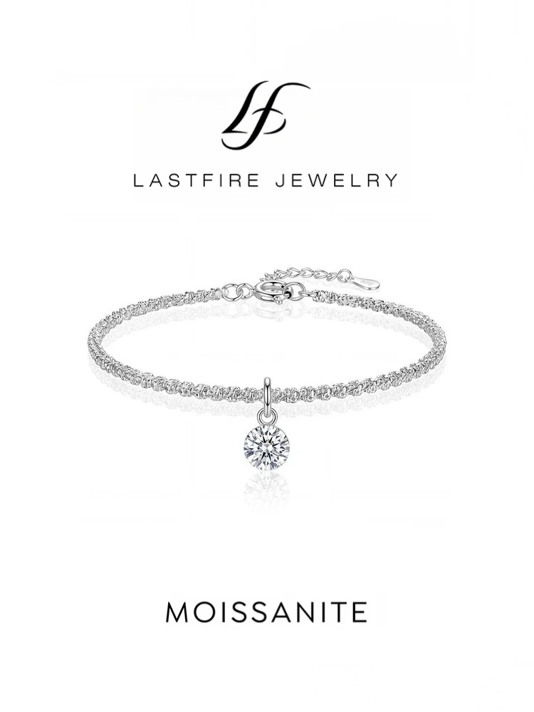 925 Sterling Silver 0.5 Carat Brilliant Round Moissanite Diamond Bracelet For Women Engagement Wedding Luxury Jewelry