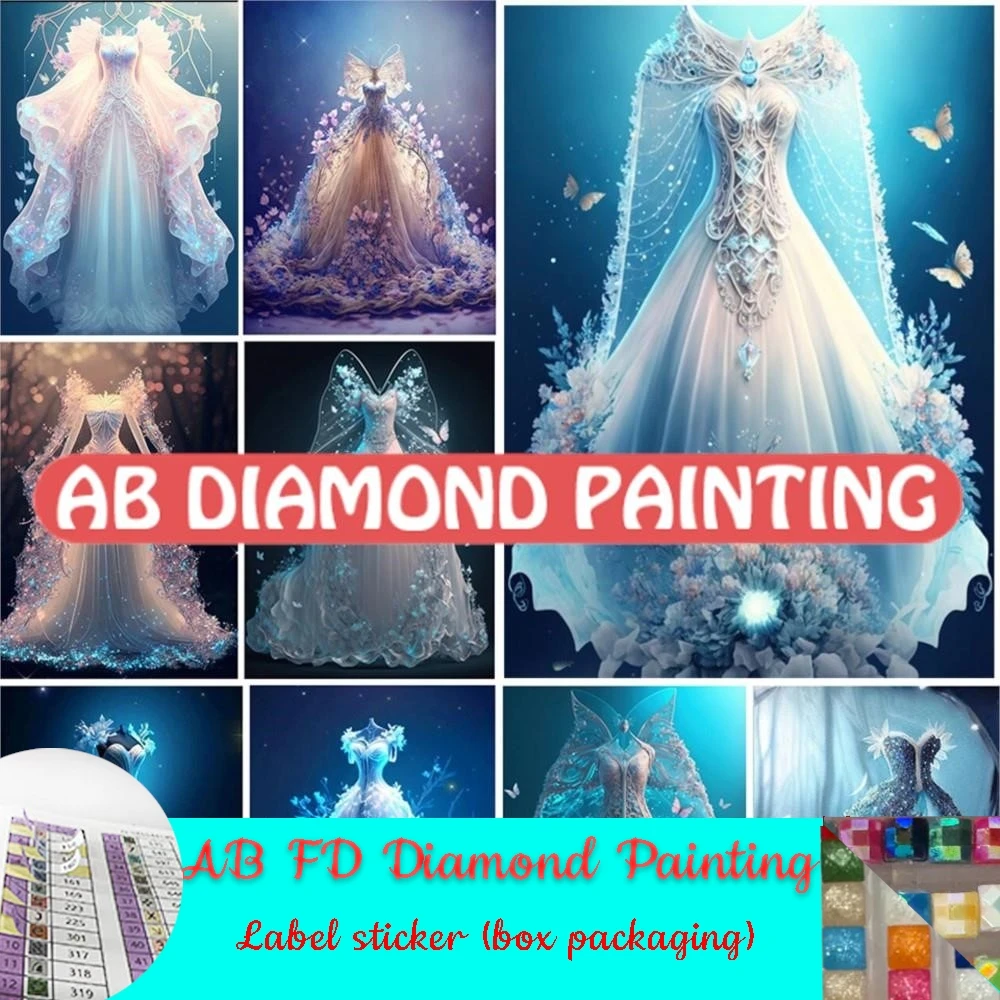 

Wedding Dress AB FD Diamond Painting 2023 New Full Round Drill Home Decor Diamond Mosaic Cross Stitch Fantasy Picture Embroidery