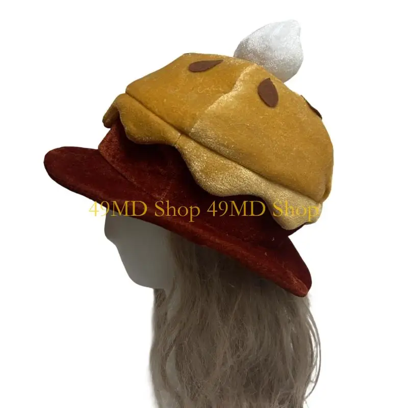 49MD Round Pumpkin Pie Hat Nonwoven Fabric Headgear Halloween School Event Headpiece