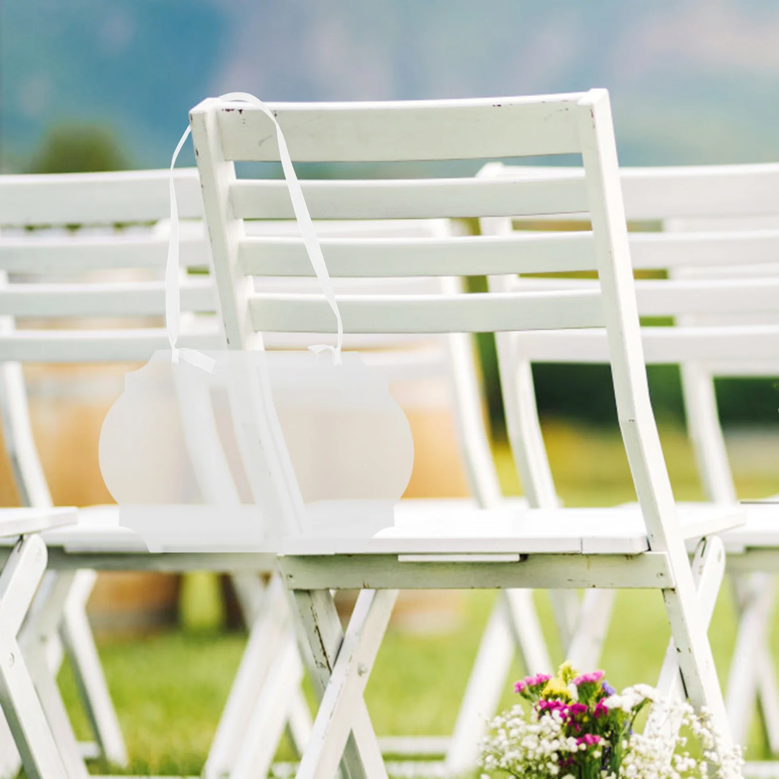 

5pcs Clear Acrylic Hanging Signs Blank Diy Wedding Chair Name Labels Reserved Seating Decor For Party Banquet Transparent