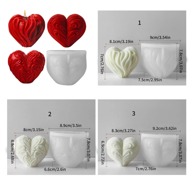 Stampo per candela a cuore in gesso Stampo in silicone flessibile per decorazioni domestiche Stampo pratico per aromaterapia per