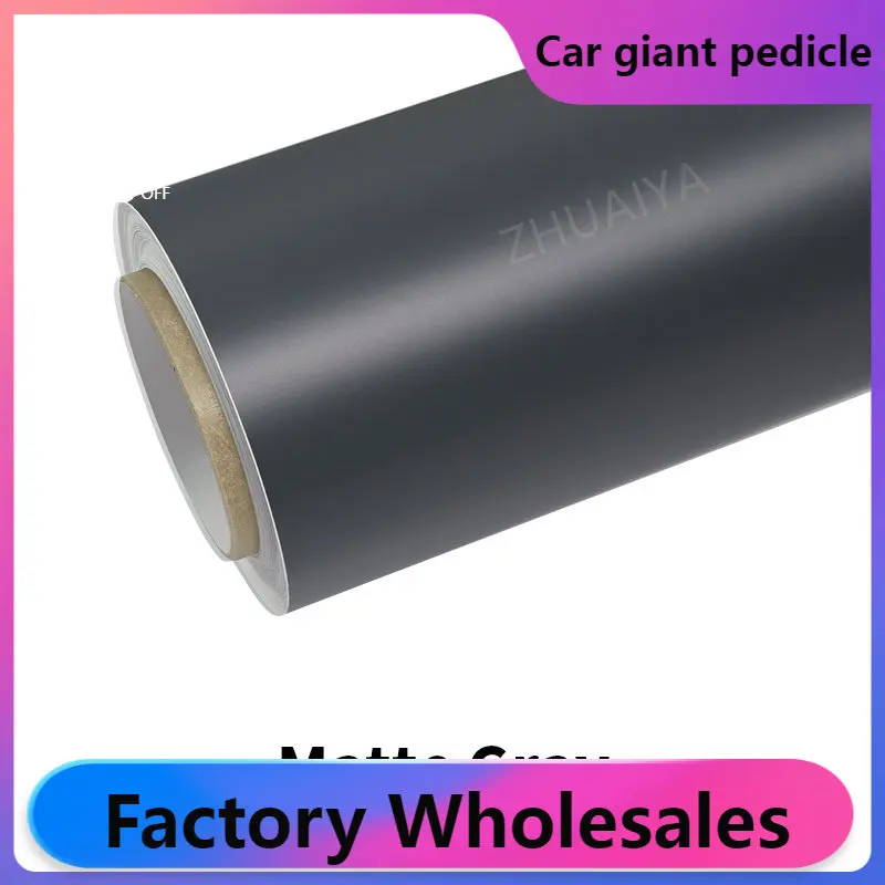 ZHUAIYA Matte Gray Vinyl Wrap film wrapping film bright 1.52*18m roll quality Warranty covering film voiture