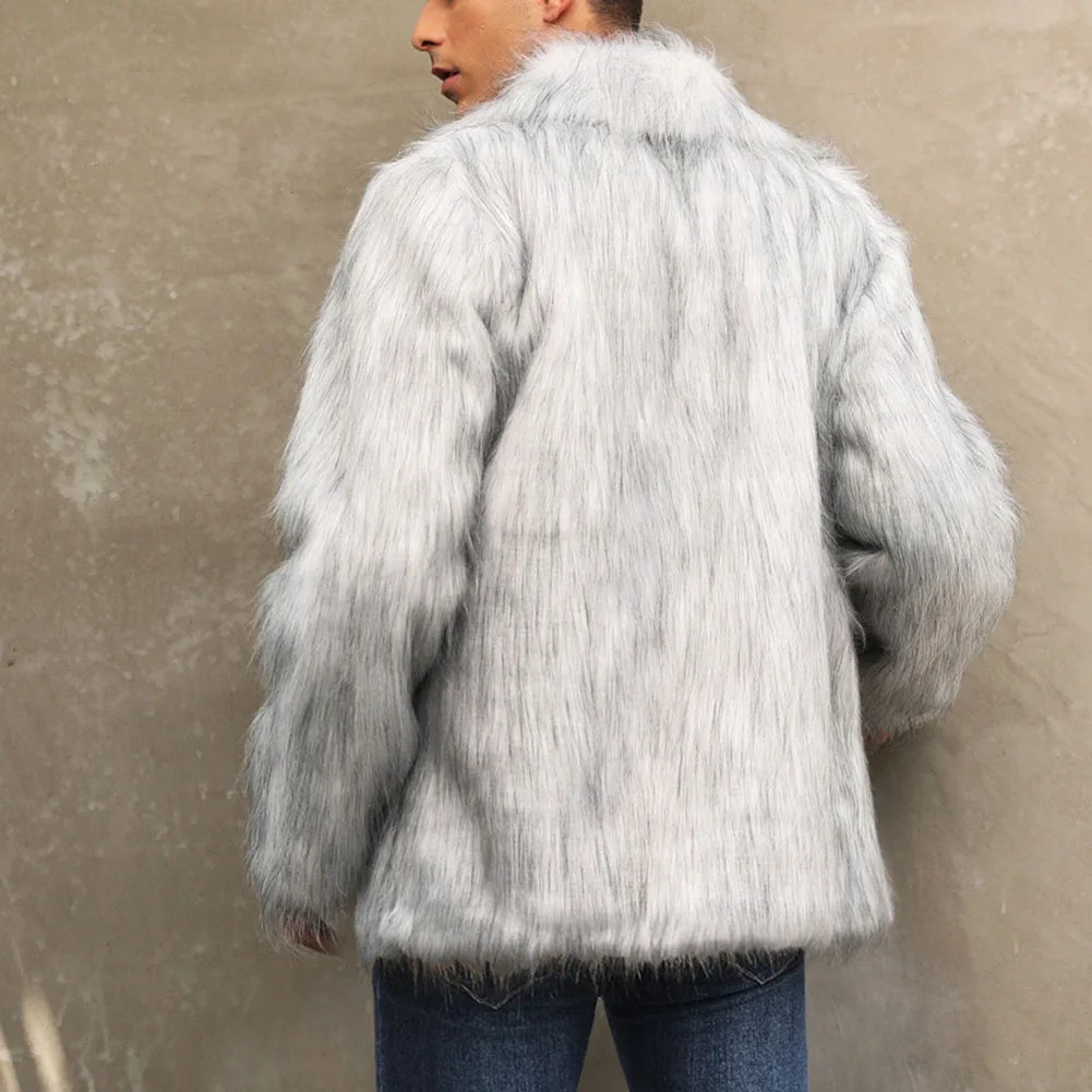 

Daily Wear Seasonal Fashion Men Fluffy Jacket Fashionable Autumn Winter Coat Casual Jacket Lapel Warm Jacket Seasonal Wear