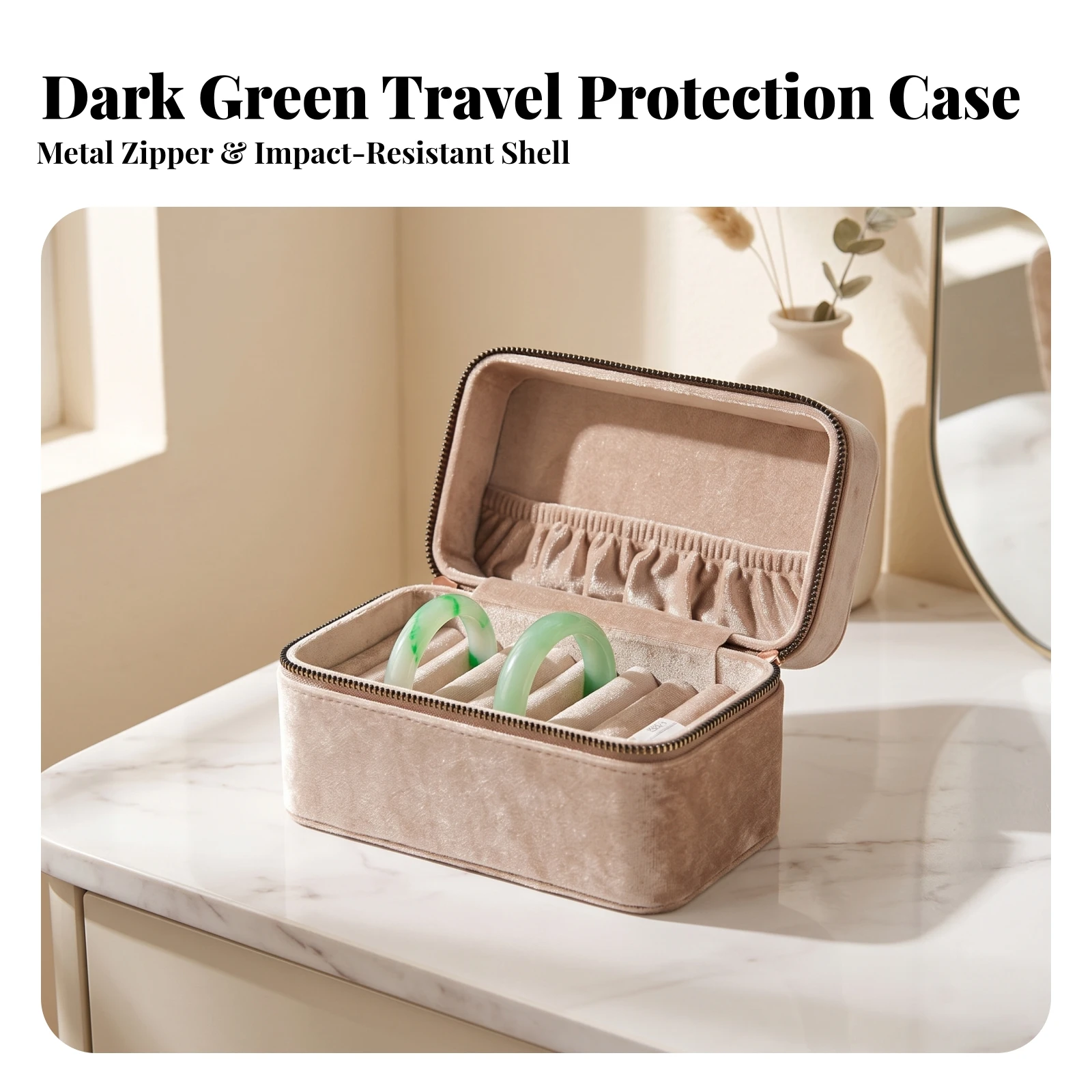 Storage Case Zippered Bracelet Storage Box Bangle Organizer Box with Slots Compact for Travelers, Dresser
