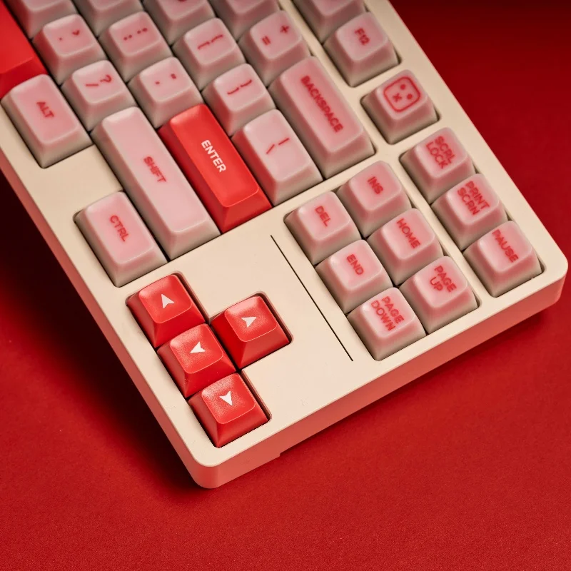 Strawberry Sweet Potato Keycaps SA Profile PBT Customized Pink Mechanical Keyboard Keycaps for Cross Pivot Mechanical Keyboards