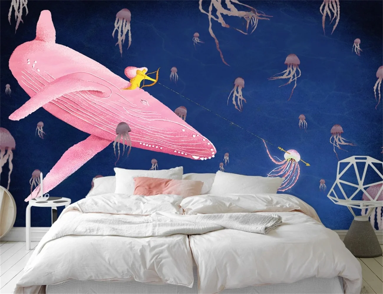 

Custom size wallpaper Creative watercolor Ocean whale background wall Decorative painting for children's room 3d wallpaper