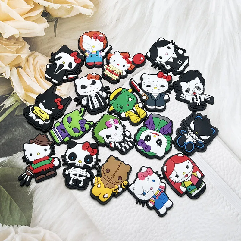 MINISO 18pcs Hello Kitty Shoe Charms For Clogs Garden Bubble Sandals Kids Gifts Shoes Decorations Accessories Halloween Charms