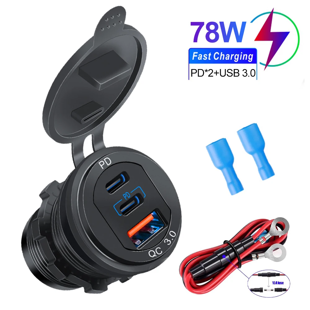 New 78W Dual Pd Qc3.0 Car Usb Charging Adapter Car Interior Modification Accessories Suitable for Toyota Mitsubishi Standard