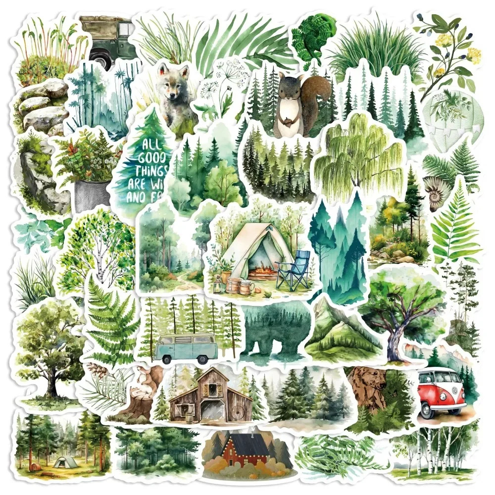 10/25/50pcs Aesthetic Wild Forest Stickers for Waterproof Scrapbook Stationery Travel Luggage Water Bottle Phone Laptop Guitar