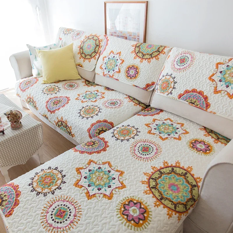 Almofada do sofá do algodão puro, antiderrapante, moderno, simples, europa do norte, pastoral, quatro estações, universal, plantas e flores