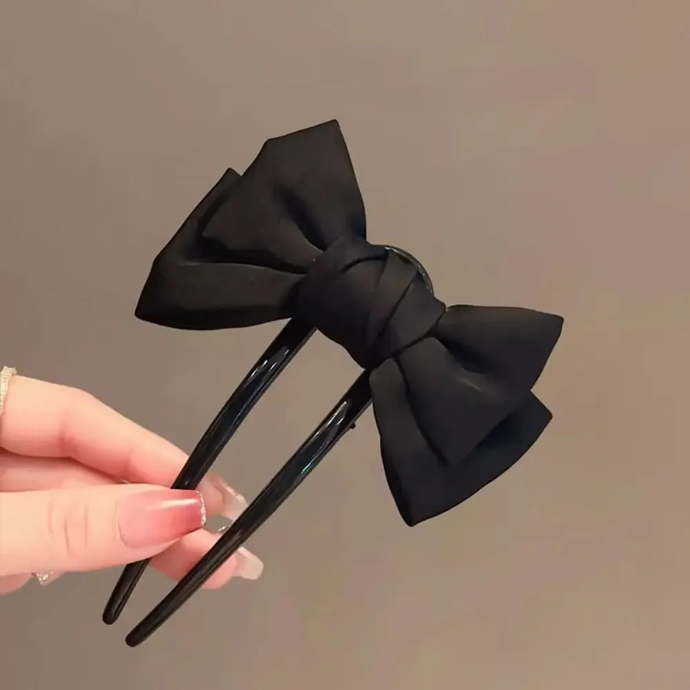 Chic Plastic+Cloth U-Shaped Hair Clip Hair Styling Korean-Style Updo Barrettes Elegant Black Hair Accessories Daily