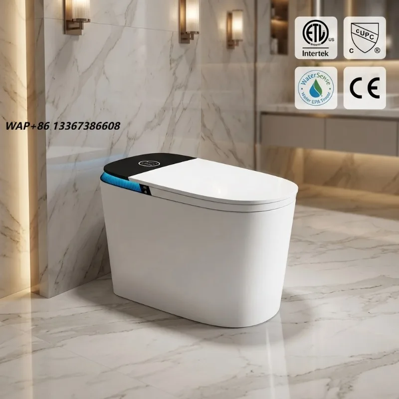 Luxury Ceramic Tankless Smart Toilet with Remote Control Auto Open/Close Foot Sensor Flush Heated Seat Intelligent Bidet