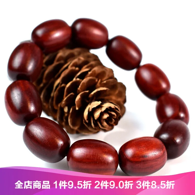 High Quality Natural India Zambia Small Leaf Red Sandalwood Old Material Date Beads Hand String Male High Oil Oval Beads Male