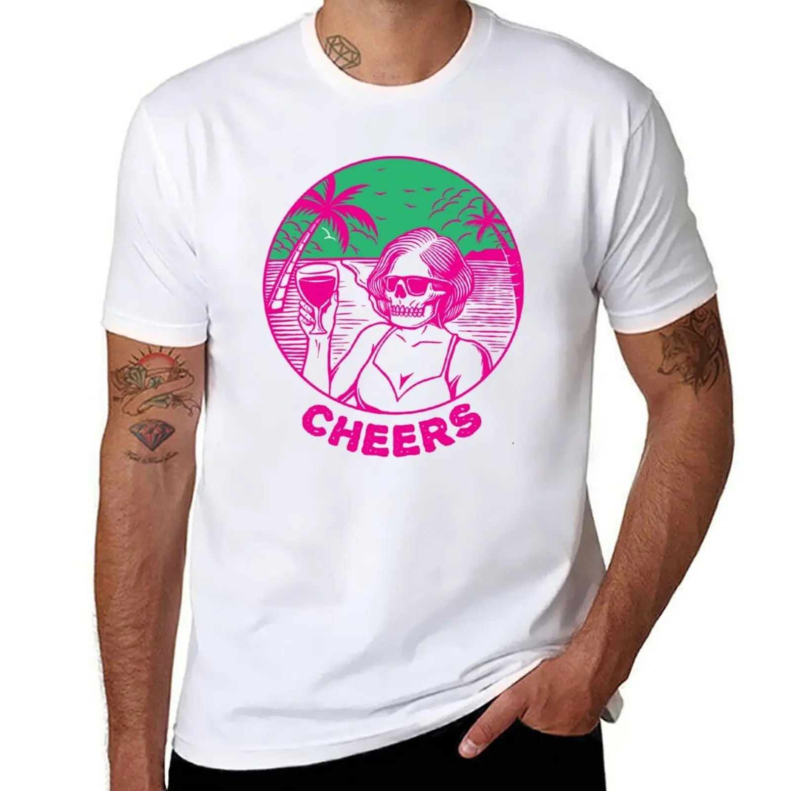 T-Shirt BEACH man shirts DESIGN t CHEERS casual t for slim man SKULL shirts graphic man fit shirt t