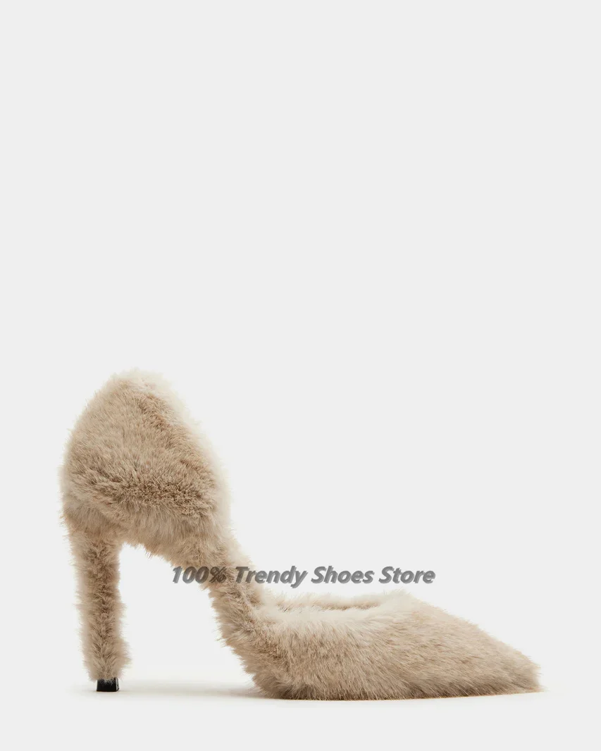 Fashionable Fur One-piece With Follow-up Shoes For Women, Sexy High Heels For Fashion Shows, Hot Selling Women's Shoes