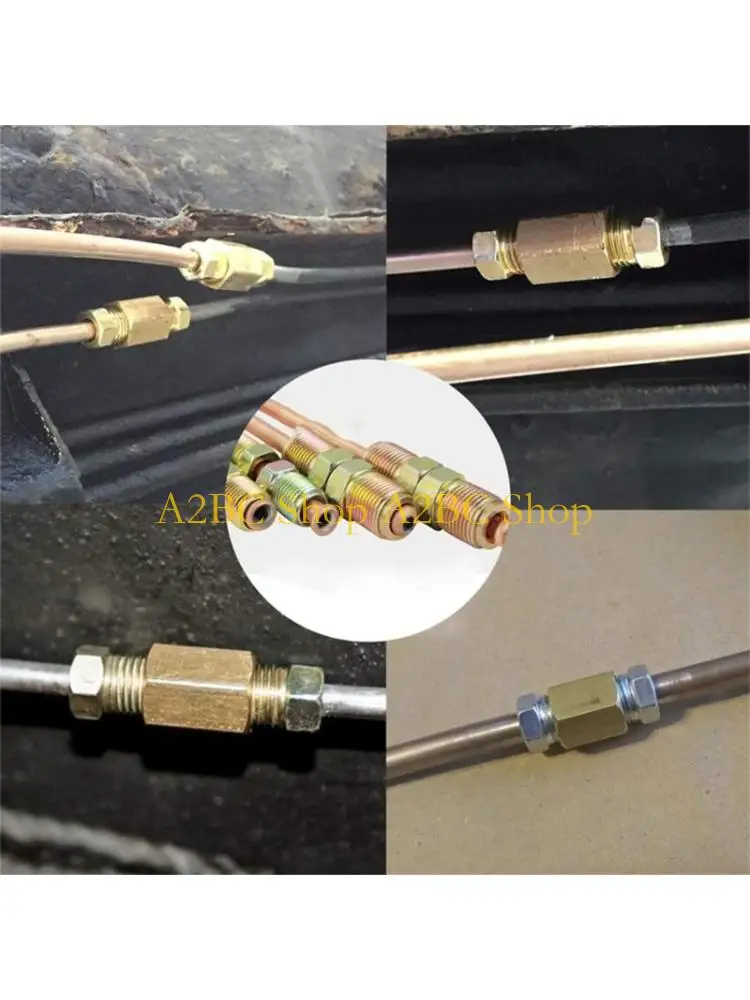A2BC 18Pcs 1/4 Brass Brake Line Fittings 3/8 7/16inch 24 Thread Adapters For Truck Brake System Pipeline Parts