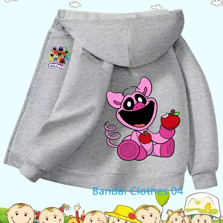 Kawaii Smiling Critters Zipper Hoodie Girls Fashion Kids Clothes Boys Trucksuit Sweatshirt Long Sleeve Children Casual Tops