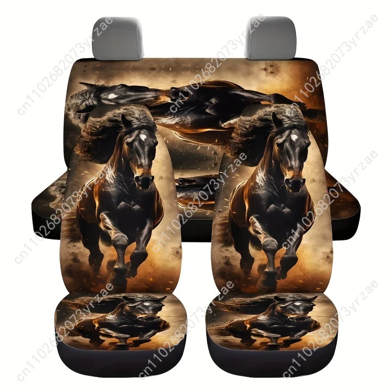

Black War Horse Car Seat Covers Universal Environmentally Friendly Interior Decorations Comfortable Breathable Car Seat Covers