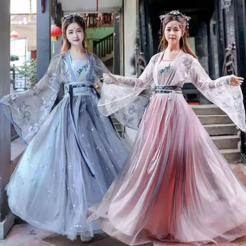 

2022 Traditional Women Flower Hanfu Dress Ancient Chinese Costume Beautiful Dance Hanfu Originale Princess Tang Dynasty Robe