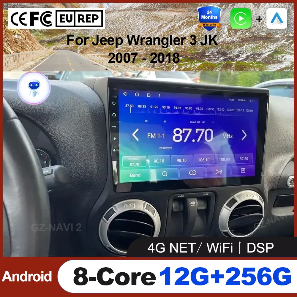 

Автомобильный радиоприемник Android для Jeep Wrangler 3 JK 2007-2018, стерео мультимедийный видеоплеер, GPS-навигация, DSP, беспроводной Carplay