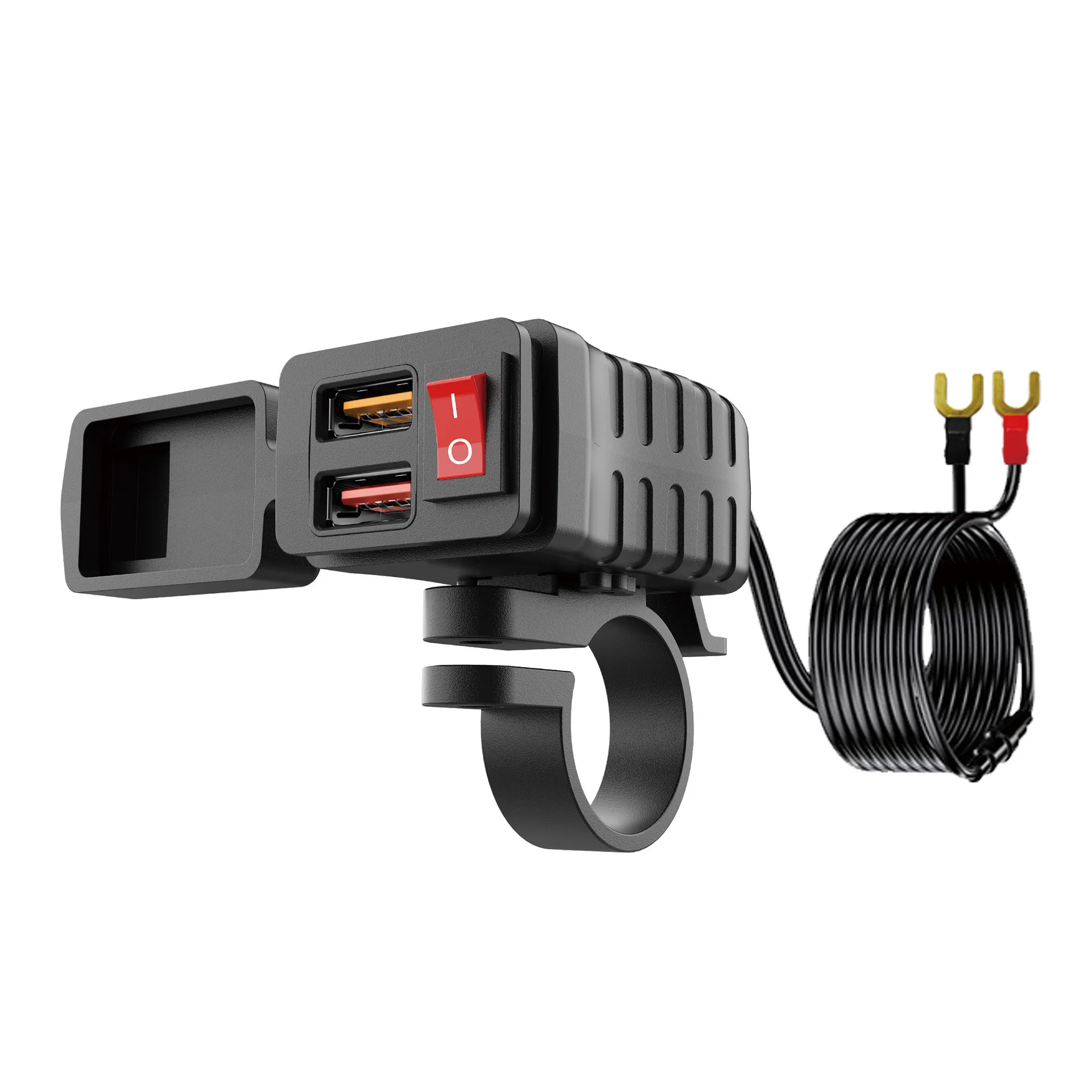 Fast charging motorcycle car mounted mobile phone charger with high current QC+PD digital display and electronic buttons 5