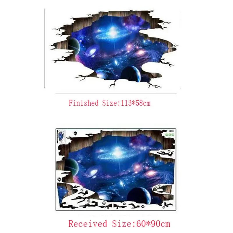 Creative 3D Universe Galaxy Wall Stickers, Self-adhesive Mural Decoration, Waterproof Floor Sticker, Ceiling Roof