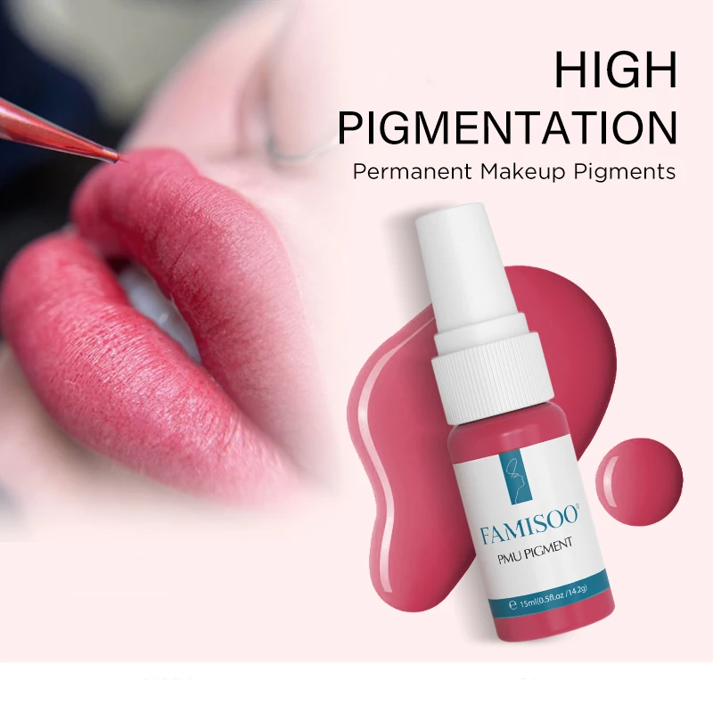

FAMISOO 15ML Lip Tattoo Ink for Semi Permanent Makeup Nano Eyebrows Microblading Pigment Beauty Health Tattoo Supplies
