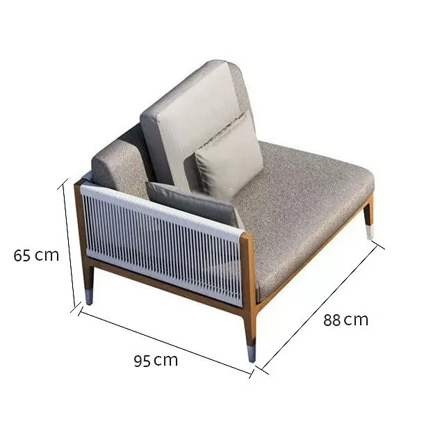 Nordic Outdoor Furniture Model House Villa Hotel Teak Balcony Leisure Courtyard Garden Rattan Sofa