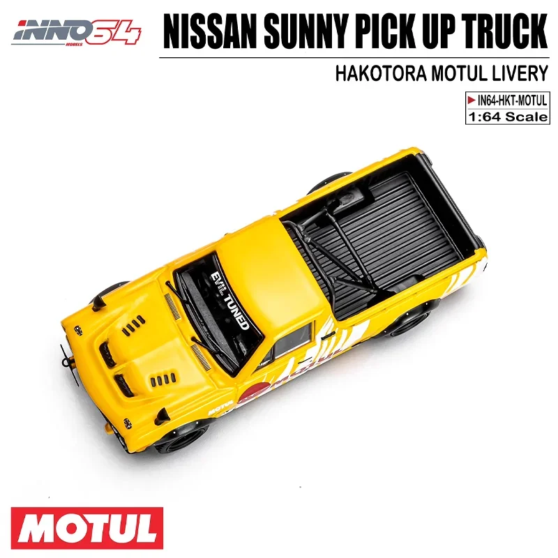 INNO 1/64 NISSAN SUNNY PICK UP TRUGK HAKOTORA MOTUL LIVERY Giocattolo in lega Veicolo a motore Pressofuso in metallo Modello Regali