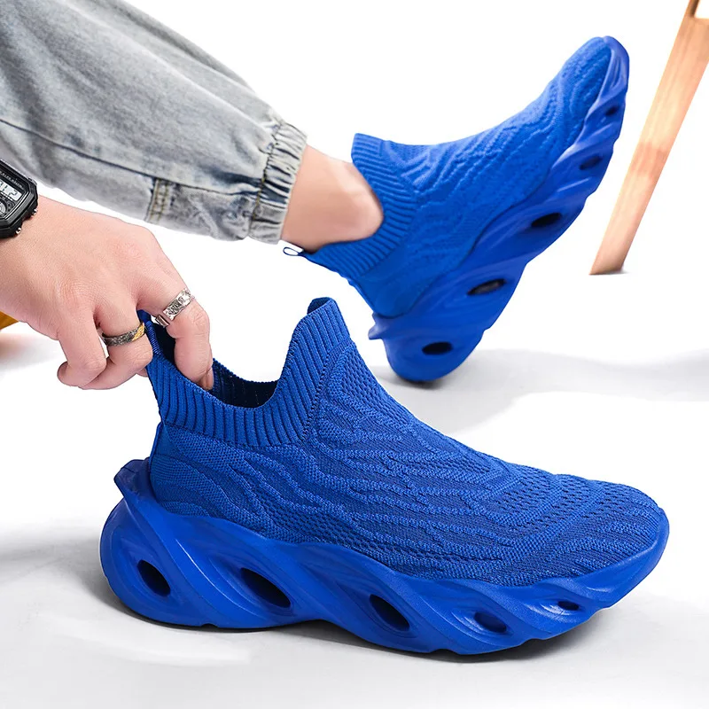 Klasik moda sarı erkek koşu ayakkabıları konfor çorap ayakkabı eğitmenler erkekler Unisex spor ayakkabı büyük boy 46 Zapatillas Hombre