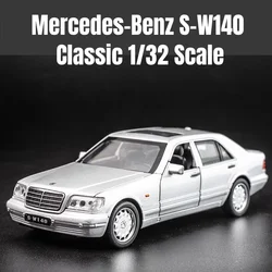 1/32 Mercedes-Benz S-W140 Classic Toy Car Model Diecast Alloy Miniature Sound & Light Pull Back 1:32 Collection Gift For Boy Kid