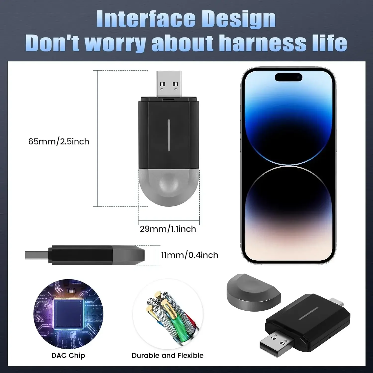 

Machine for PhoebusLink 2-in-1 Portable Carplay Wireless Adapter Android Dongle USB Type-C Ports Plug and Play Wireless