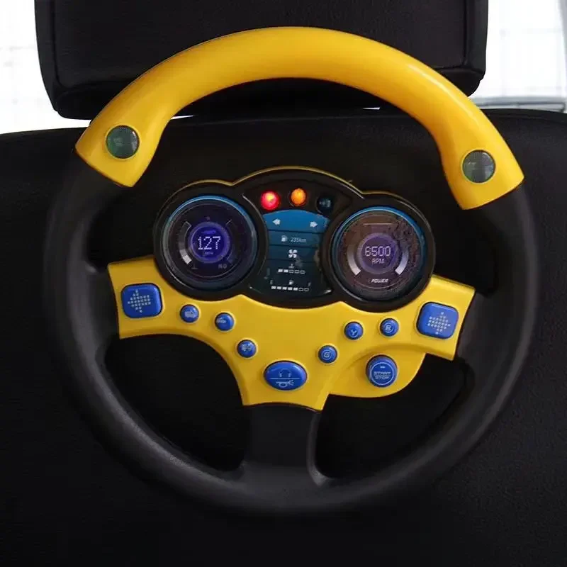 Volante elétrico interativo para crianças – Brinquedo de carrinho de aprendizagem precoce com luzes/sonos e presente de simulação vocal