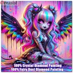 5D Fairy Dust Rhinestones Diamond Painting Set Elf Skull Girl Cross Embroidery Full Crystal Diamond Mosaic Art Home Decor Gift
