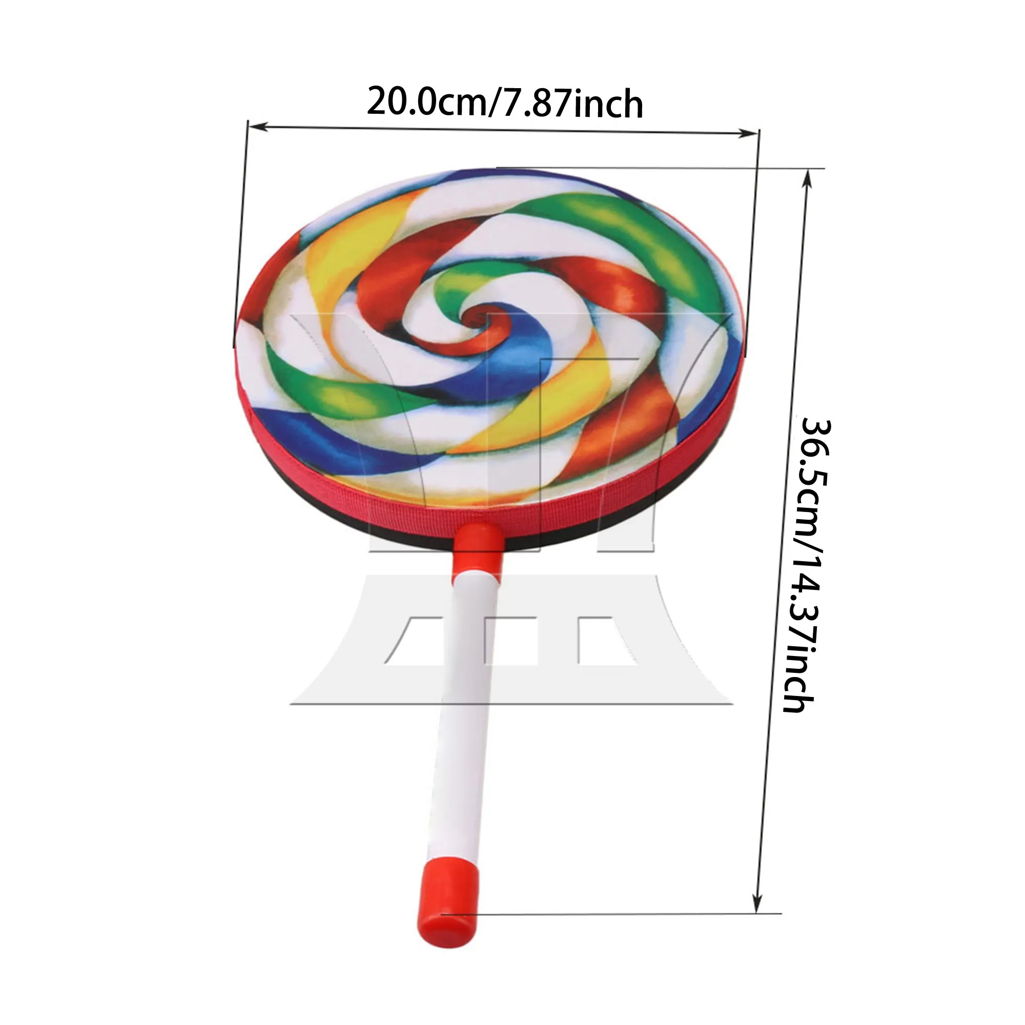 

YIBUY 7.9" Hand Drum Musical with Rainbow Color Mallet