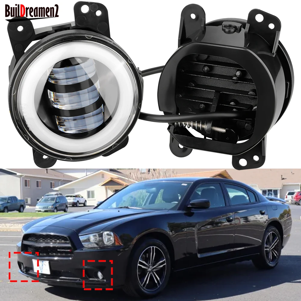 

2 шт. Автомобильные светодиодные противотуманные фары + дневные фары Angel Eye DRL для Dodge Charger (LD) 2011 2012 2013 2014 (не подходят для модели SRT-8)