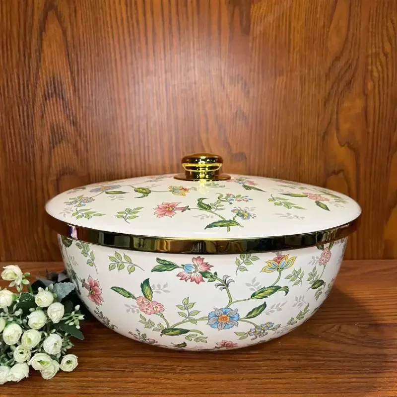 

Enamel enamel European-style 29 cm large-capacity pots and bowls with lids deepen pots dumplings stuffing bowls pig oil tanks