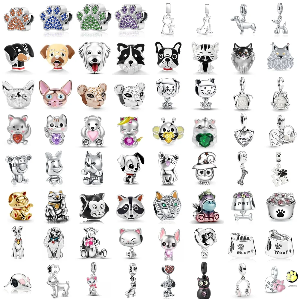 European Charm Dog Panda Animal Claw 925 Bead Jewelry Suitable for Original Silver Bracelet DIY Women's Jewelry Accessories