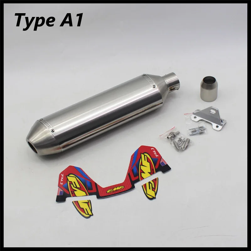 Length 470mm Inlet 51mm Motorcycle Exhaust Pipe FMF 4T Mufflers with Bracket Universal Motorbike Motocross Scooters Escape Moto