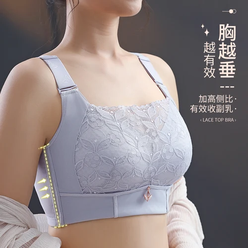 Sujetador de talla grande sin aros de cobertura completa para mujer, sujetador de encaje no acolchado, sujetadores de encaje para mujer, perspectiva, copa completa, sujetador de encaje sólido en V