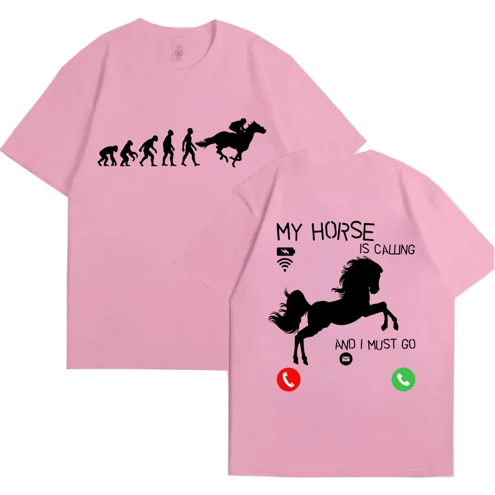 Horsing Shirt for Women Horse Riding Evolution Anime T Shirt My Horse Is Calling...and I Must Go Funny T Shirt Women T-shirts