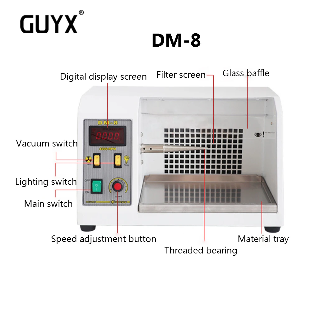 

DM-8 Desktop Electric Frequency Polishing Machine Bench Vacuuming Grinding Equipment Watch Strap Jade Jewelry Grinder Polisher