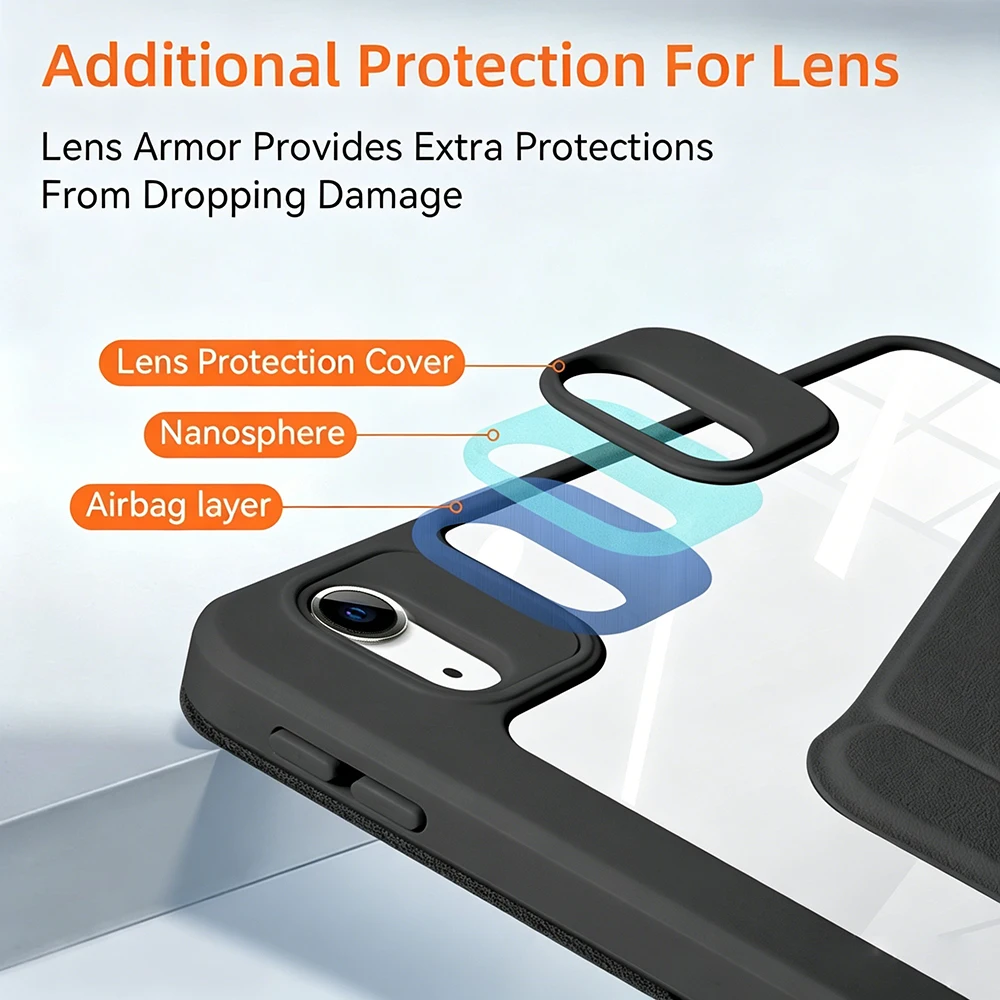 For iPad mini Air Pro 1 2 3 4 5 6 7 8 9 10 11 8.3 9.7 10.2 10.5 10.9 11 12.9 13 360 Degree Rotating Acrylic Case Auto Wake/Sleep view 6