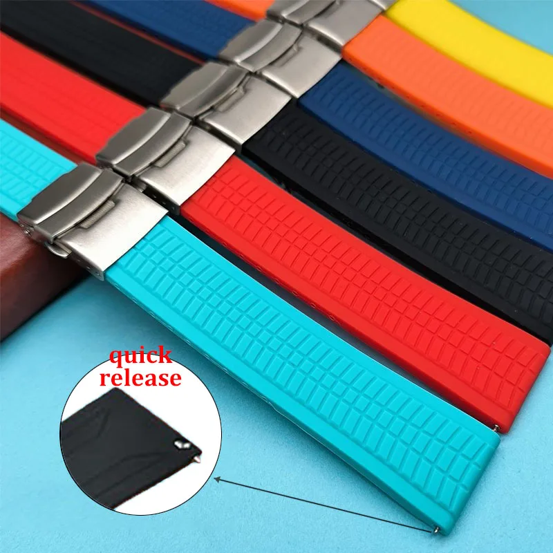 20mm 22mm 24mm Silicone Rubber Watch Strap Quick Release Bracelet Universal Wristband for seiko for Samsung Galaxy Watch Band