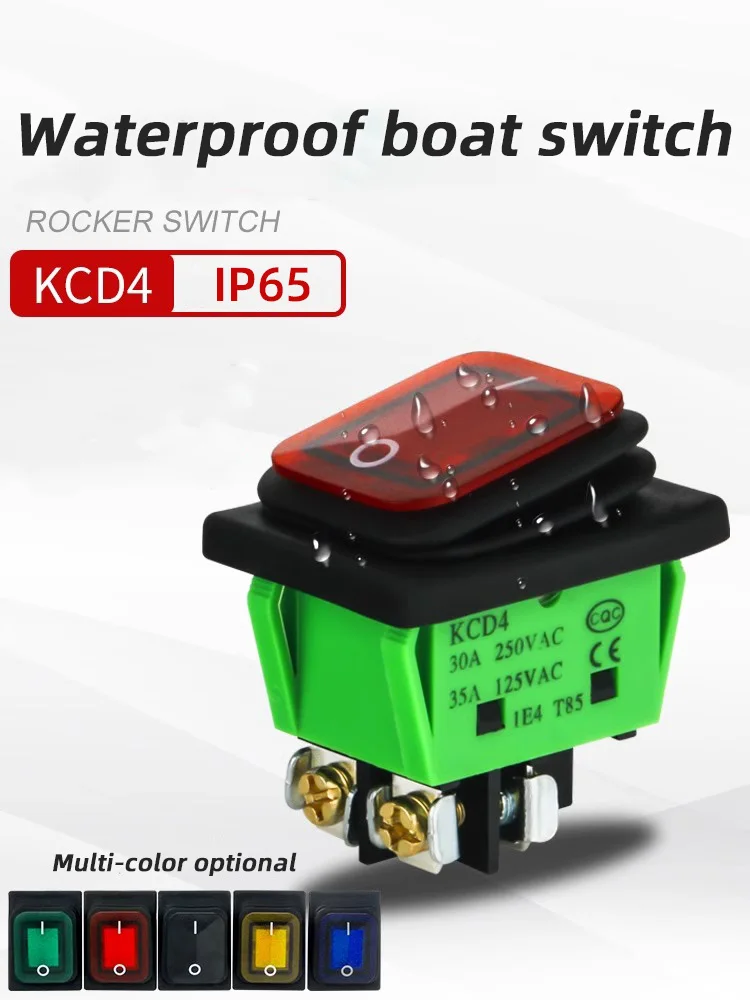 

5/10/20PCS KCD4 waterproof switch on-off rocker switch 12V24V power switch 2-speed 4-pin screw foot 30A 250VAC 35A125VAC