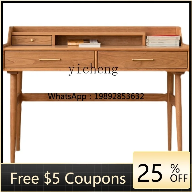 

ZC Solid Wood Desk Log Modern Desk Nordic Cherrywood Desk Home Computer Table