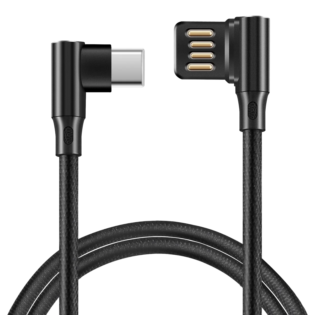 Usb-C 3.1 Type-C ซ้ายขวามุม 90 องศา Usb 2.0 Data Cable พร้อมปลอกสําหรับแท็บเล็ตและโทรศัพท์ 15 ซม.