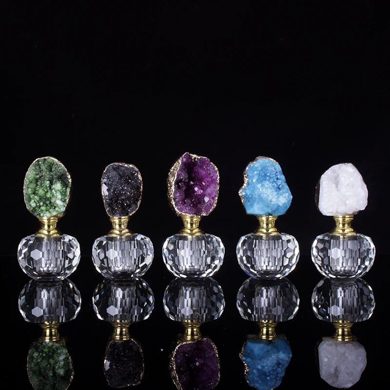 

1ml Natural Colored Quartz Agate Crystal Bottle Honeycomb Shape Glass Decoration Bottle Essential Oil Smear Bottle Home Decor
